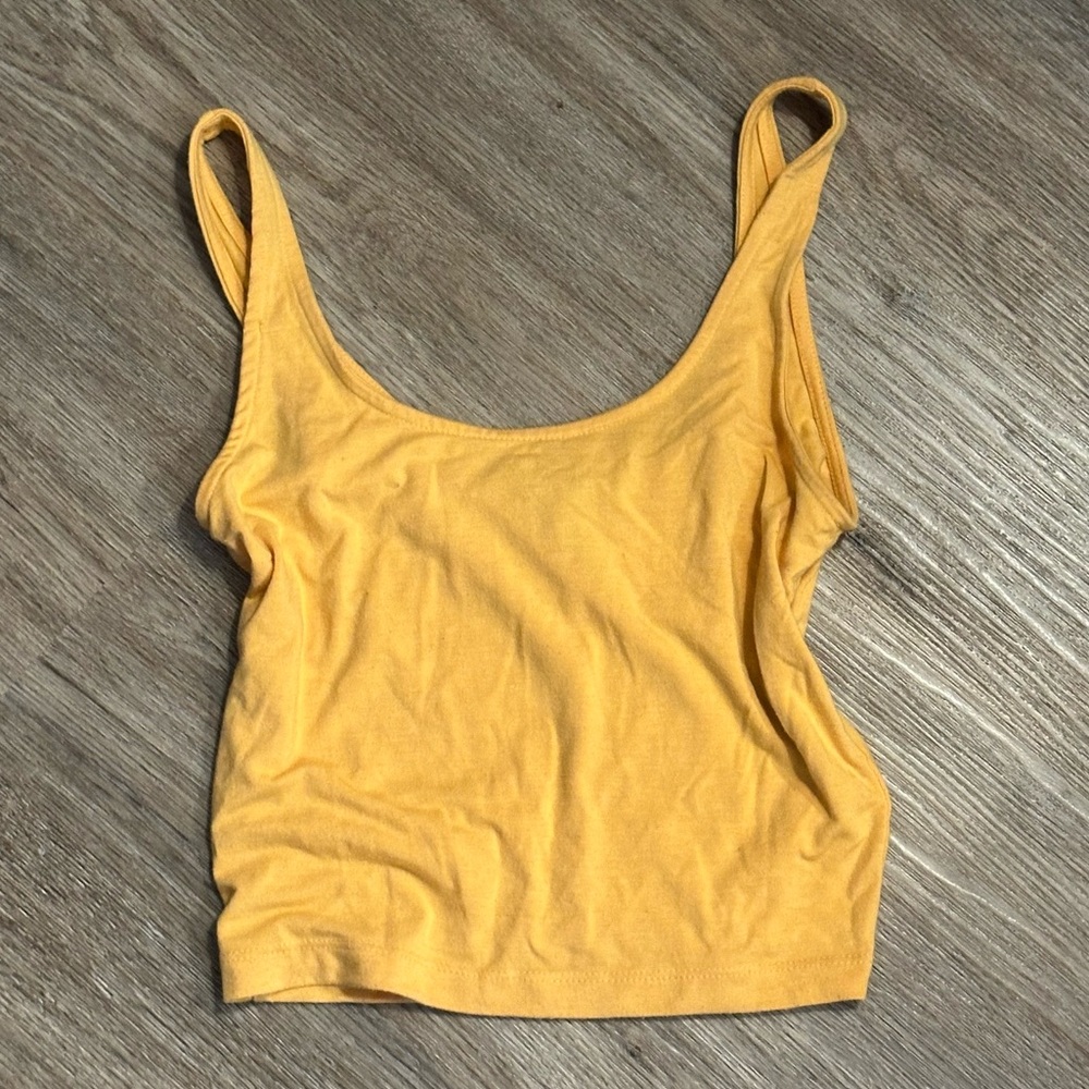 Mustard Yellow Cropped Tank Top Basic Summer